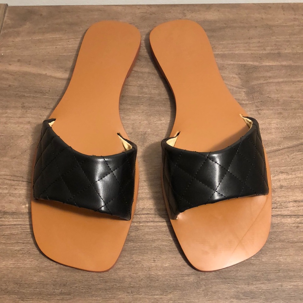 Black Quilted Sandals